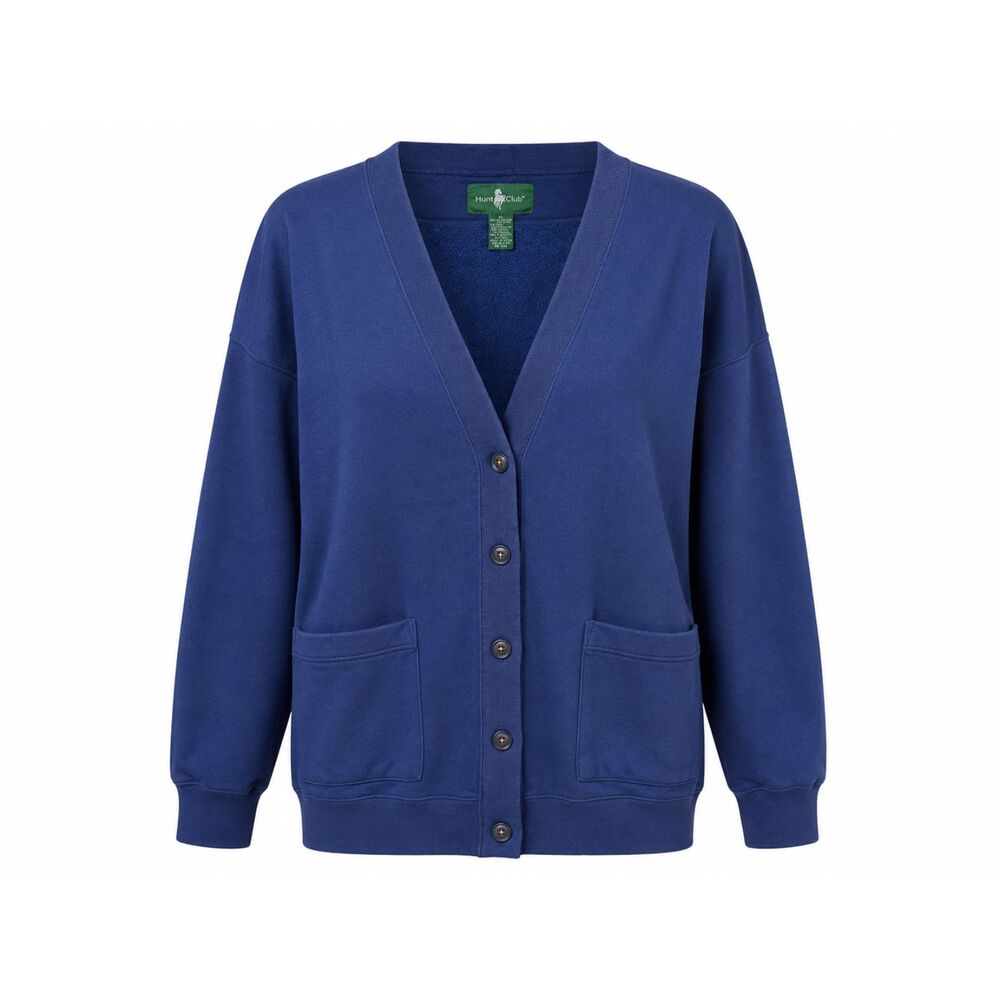 Hunt Club XL Blue Fleece Lined Button Front Cardigan Sweater Women